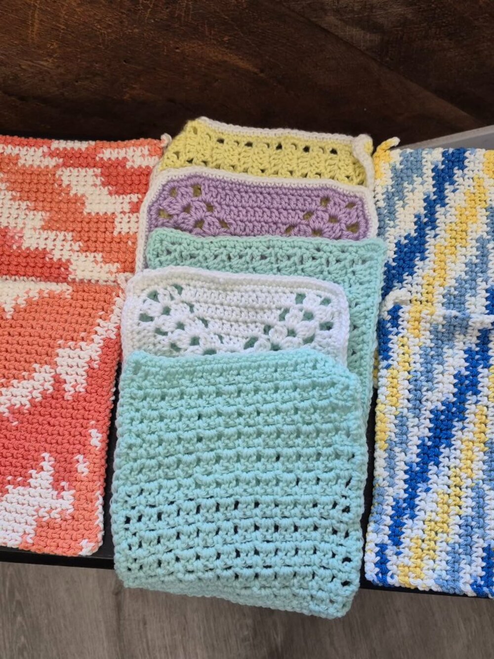 Handmade Crochet Squares Nine Pieces in all